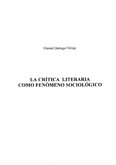 LA CRíTICA LITERARIA COMO FENÓMENO SOCIOLÓGICO