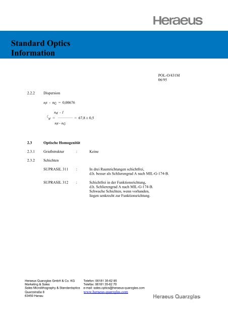 SUPRASIL 311 und 312 - Aachener Quarz-Glas Technologie Heinrich