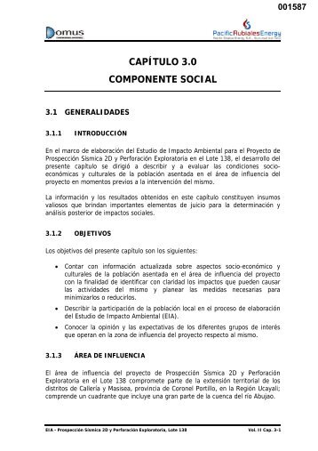 capítulo 3.0 componente social - Ministerio de Energía y Minas