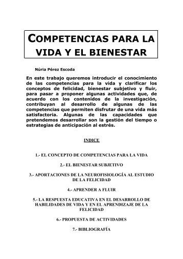 COMPETENCIAS PARA LA VIDA Y EL BIENESTAR