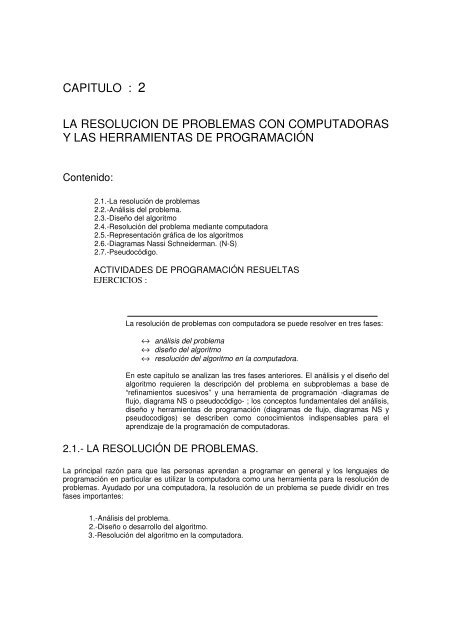 capitulo : 2 la resolucion de problemas con computadoras y las ...