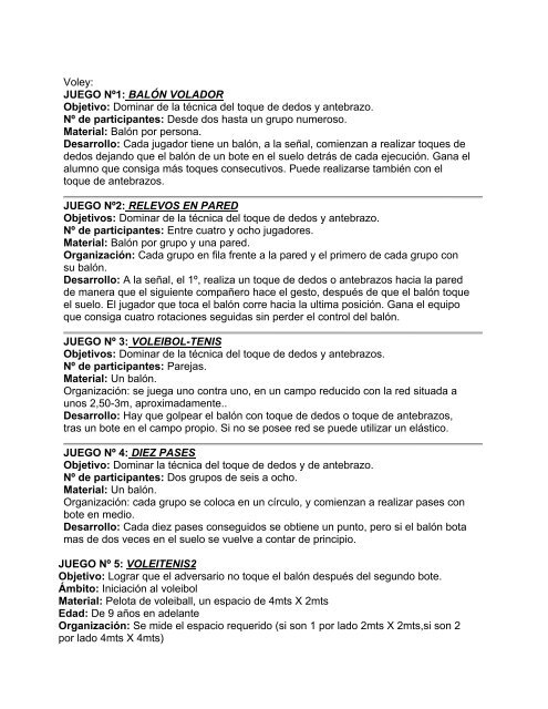 Objetivo del juego de voley