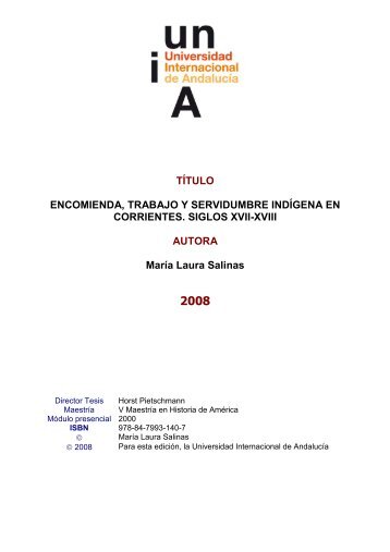 TÍTULO ENCOMIENDA, TRABAJO Y SERVIDUMBRE INDÍGENA ...