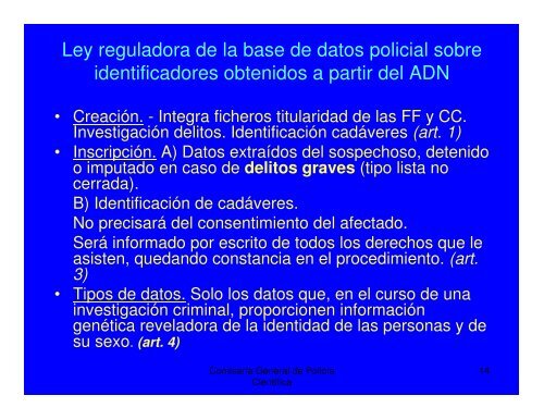 Bases de Datos de ADN en Europa. Proyecto legislativo en España.