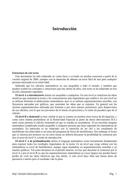 teoría de la Relatividad Especial - Curso de Relatividad Especial al ...