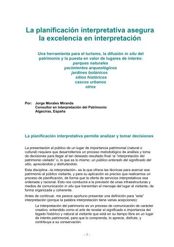 La planificación interpretativa asegura la excelencia en interpretación