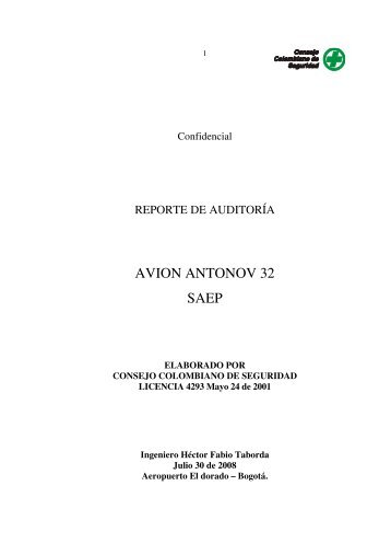 AVION ANTONOV 32 SAEP - Consejo Colombiano de Seguridad