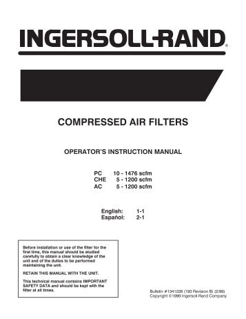 CHE, PC and AC Series Filter Manual - eCompressedair