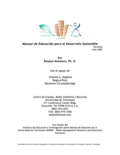Manual de Educación para el Desarrollo Sostenible, por - ESD Toolkit
