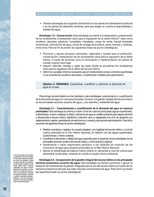 Política Nacional Recurso Hídrico - Ministerio de Ambiente ...