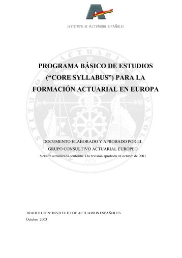 core syllabus - Instituto de Actuarios Españoles