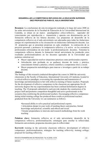 Título: Desarrollar la competencia reflexiva en la ... - Practica Reflexiva