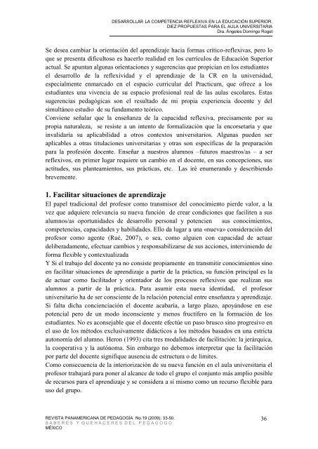 Título: Desarrollar la competencia reflexiva en la ... - Practica Reflexiva