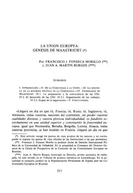 La Unión Europea Génesis de Maastricht-Francisco Fonseca Morillo ...