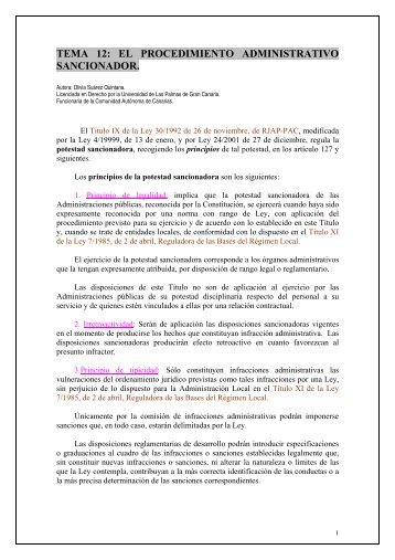 tema 12: el procedimiento administrativo sancionador. - EA Canarias