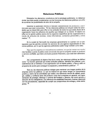 Relaciones Públicas Enlistados los elementos constitutivos de Ia ...