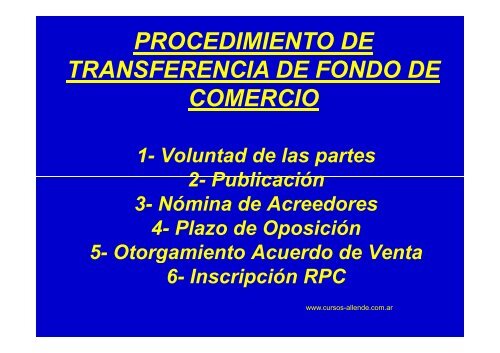 TRANSFERENCIA DE FONDO DE COMERCIO - Cursos Allende