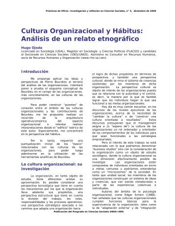 Cultura Organizacional y Hábitus: Análisis de un relato ... - IDES