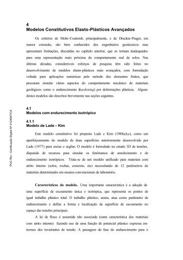 4 Modelos Constitutivos Elasto-Plásticos Avançados - PUC Rio