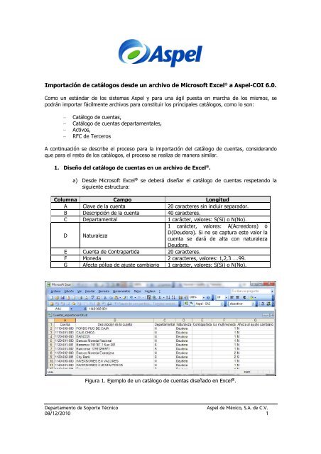 Importación de catálogos desde un archivo de Microsoft Excel - Aspel