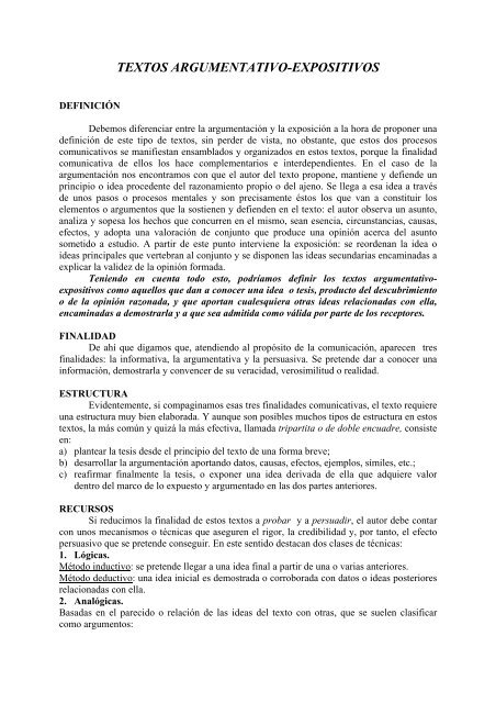 Textos Argumentativo Expositivos Ies La Aldea
