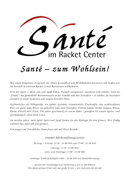 Restaurant Santé - Racket Center Nußloch