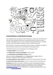 Ganzheitliches Gedächtnistraining - Racket Center Nußloch