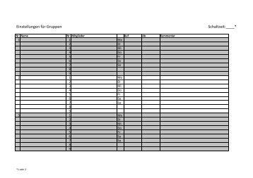 Tabellenvorlage Teilnehmer DuoFern-Handzentrale - Rademacher