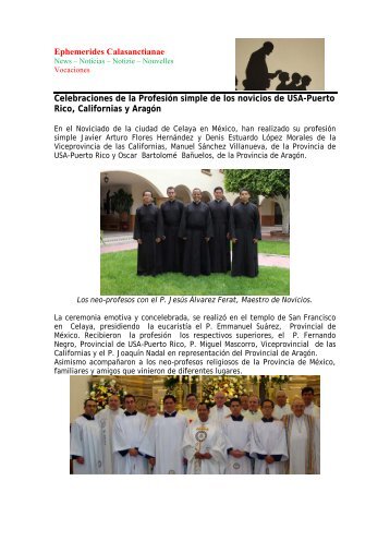 Ephemerides Calasanctianae Celebraciones de ... - Archivo Calasanz