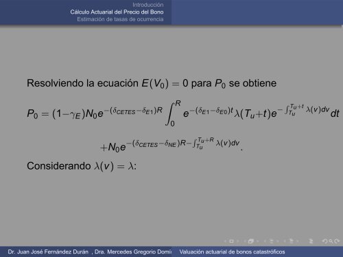 Valuación actuarial de bonos catastróficos - ITAM