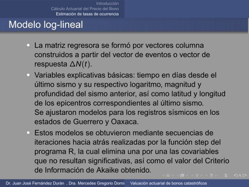 Valuación actuarial de bonos catastróficos - ITAM