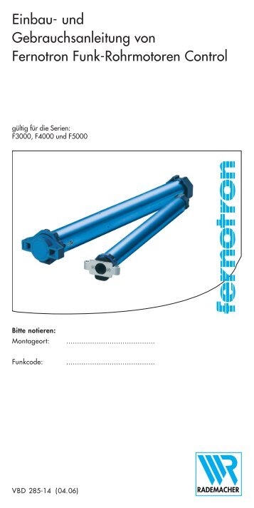 Bedienungsanleitung Funk-Rohrmotoren - Rademacher