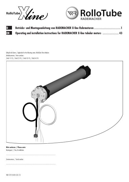 Bedienungsanleitung RolloTube X-line - Rademacher