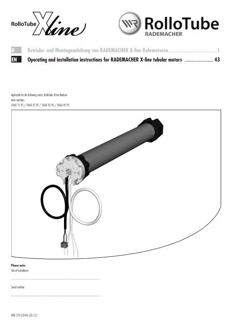 Bedienungsanleitung RolloTube X-line - Rademacher