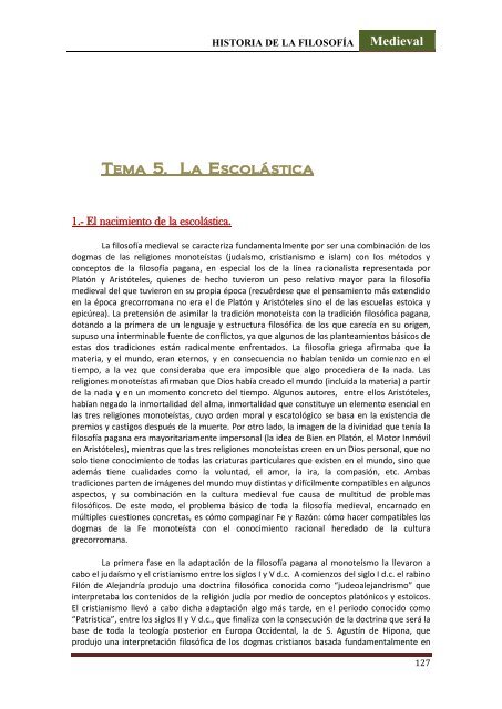 Tema 5. La Escolástica - inicio