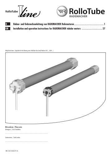 Bedienungsanleitung RolloTube I-line-ILIS-ILIM - Rademacher