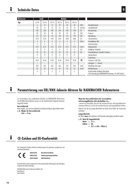 und Montageanleitung von RADEMACHER Rohrmotoren ...