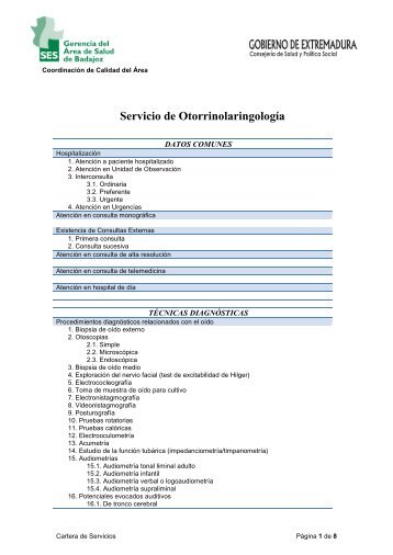 Cartera de Servicios - Area de Salud de Badajoz