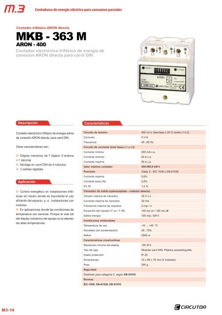 Contadores de energía eléctrica para consumos parciales - Circutor