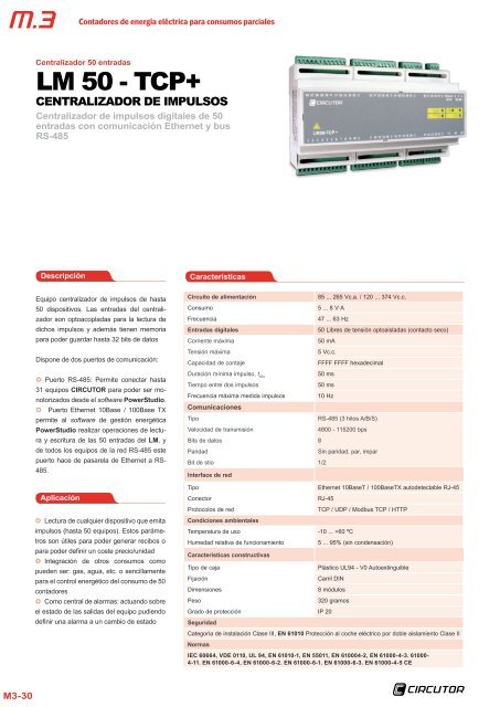 Contadores de energía eléctrica para consumos parciales - Circutor