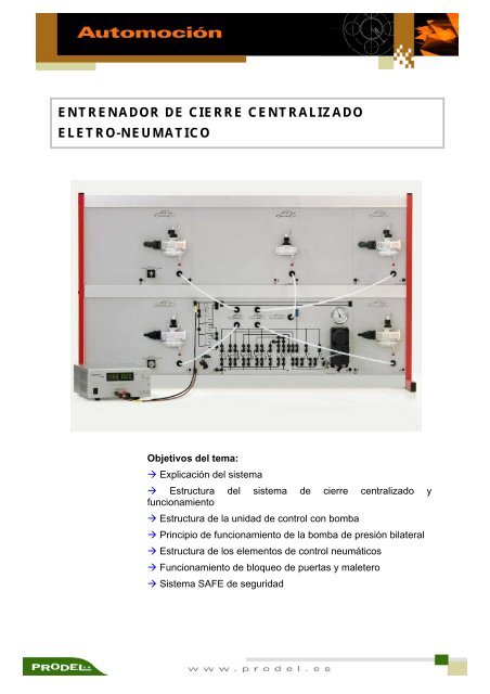 ENTRENADOR DE CIERRE CENTRALIZADO ELETRO-NEUMATICO