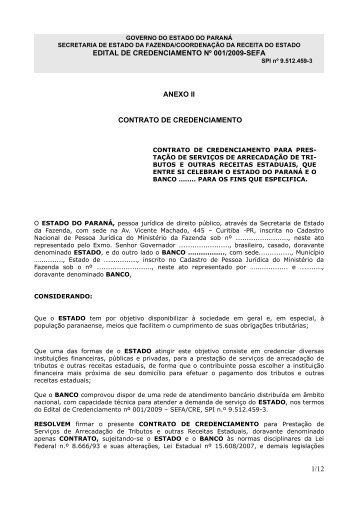 Anexo II - Contrato de Credenciamento - Secretaria da Fazenda