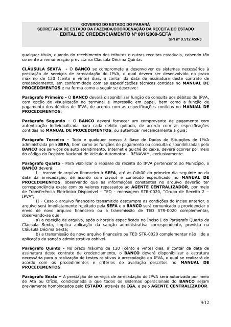 Anexo II - Contrato de Credenciamento - Secretaria da Fazenda