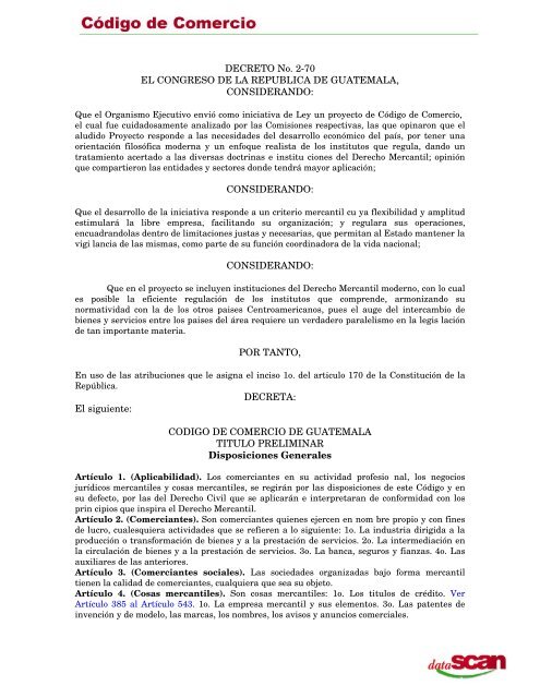 Codigo de Comercio - Foro Derecho Guatemala