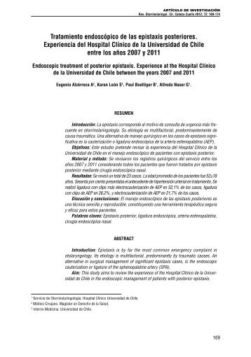 Tratamiento endoscópico de las epistaxis posteriores. Experiencia ...