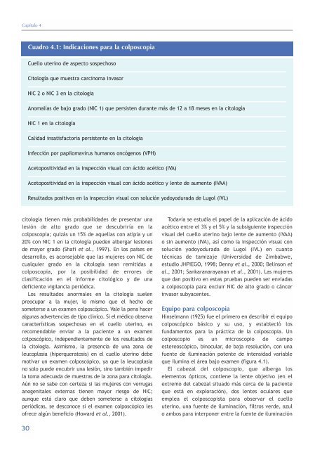 La colposcopia y el tratamiento de la neoplasia intraepitelial cervical: