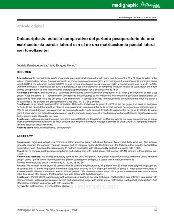 Onicocriptosis: estudio comparativo del periodo posoperatorio de ...