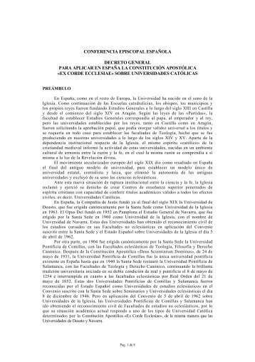 Decreto General de la Conferencia Episcopal Española para