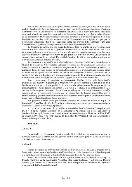 Decreto General de la Conferencia Episcopal Española para