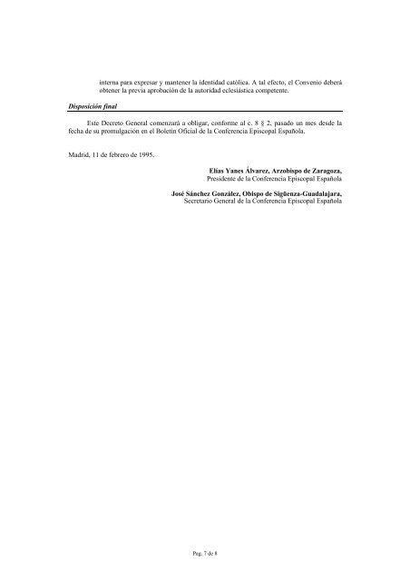 Decreto General de la Conferencia Episcopal Española para
